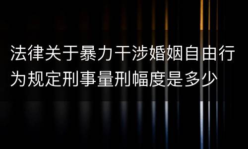 法律关于暴力干涉婚姻自由行为规定刑事量刑幅度是多少