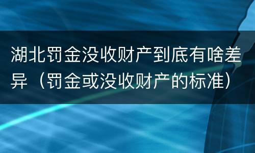 湖北罚金没收财产到底有啥差异（罚金或没收财产的标准）
