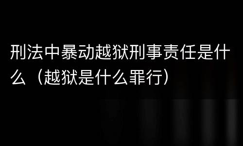 刑法中暴动越狱刑事责任是什么（越狱是什么罪行）