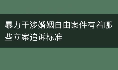暴力干涉婚姻自由案件有着哪些立案追诉标准