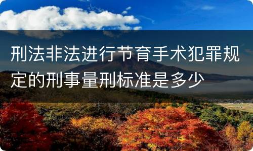 刑法非法进行节育手术犯罪规定的刑事量刑标准是多少