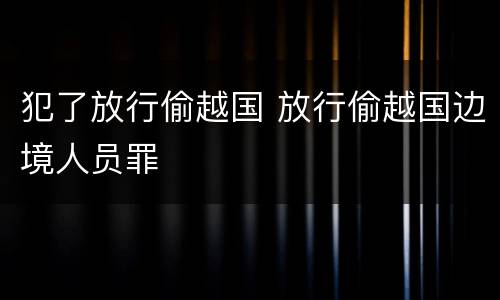 犯了放行偷越国 放行偷越国边境人员罪