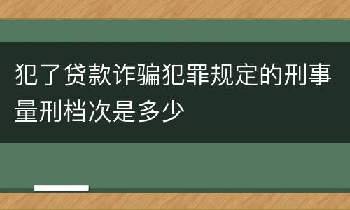 犯了贷款诈骗犯罪规定的刑事量刑档次是多少