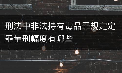 刑法中非法持有毒品罪规定定罪量刑幅度有哪些