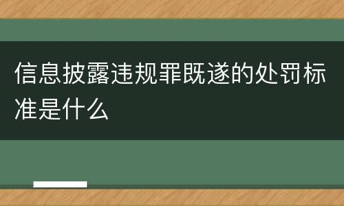信息披露违规罪既遂的处罚标准是什么