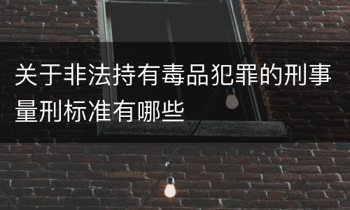 关于非法持有毒品犯罪的刑事量刑标准有哪些