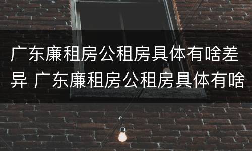 广东廉租房公租房具体有啥差异 广东廉租房公租房具体有啥差异嘛