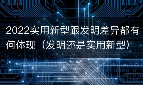 2022实用新型跟发明差异都有何体现（发明还是实用新型）