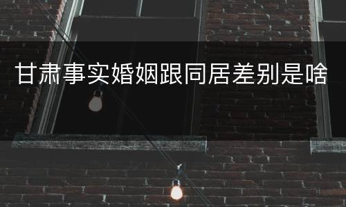 甘肃事实婚姻跟同居差别是啥