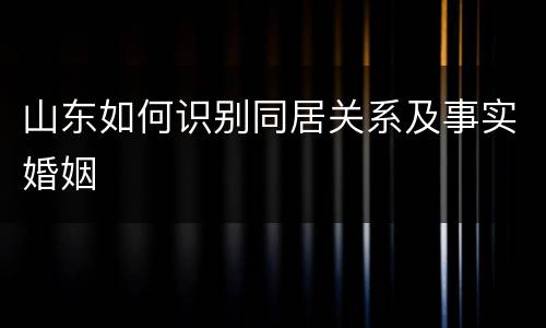 山东如何识别同居关系及事实婚姻