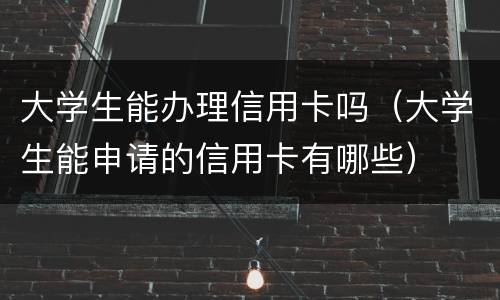 大学生能办理信用卡吗（大学生能申请的信用卡有哪些）