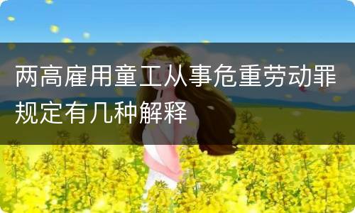 两高雇用童工从事危重劳动罪规定有几种解释