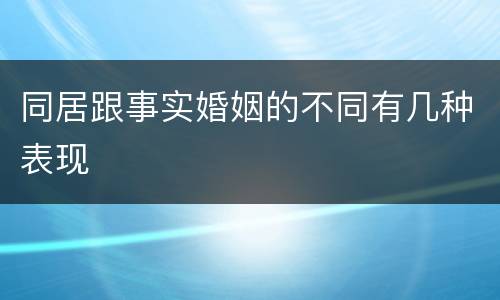 同居跟事实婚姻的不同有几种表现