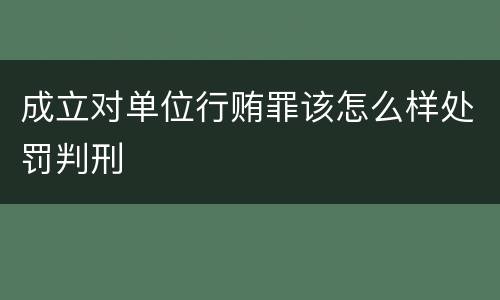 成立对单位行贿罪该怎么样处罚判刑