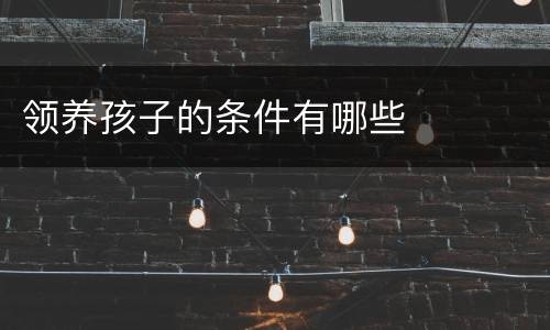 领养孩子的条件有哪些