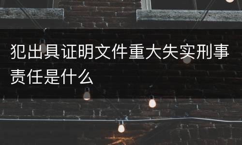 犯出具证明文件重大失实刑事责任是什么