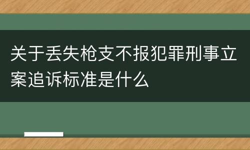 关于丢失枪支不报犯罪刑事立案追诉标准是什么