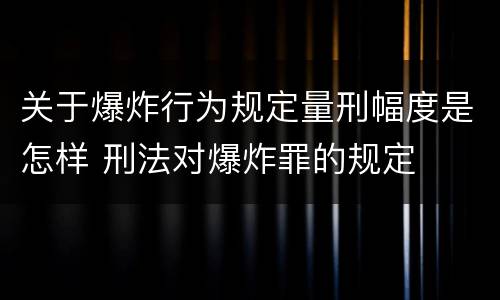 关于爆炸行为规定量刑幅度是怎样 刑法对爆炸罪的规定