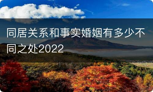 同居关系和事实婚姻有多少不同之处2022