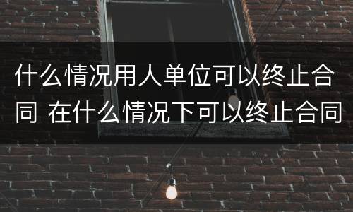 什么情况用人单位可以终止合同 在什么情况下可以终止合同