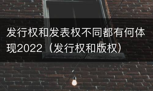 发行权和发表权不同都有何体现2022（发行权和版权）