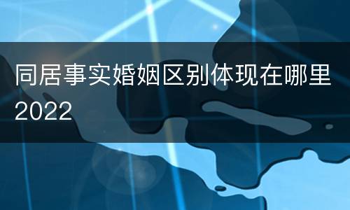 同居事实婚姻区别体现在哪里2022