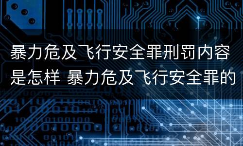 暴力危及飞行安全罪刑罚内容是怎样 暴力危及飞行安全罪的构成要件