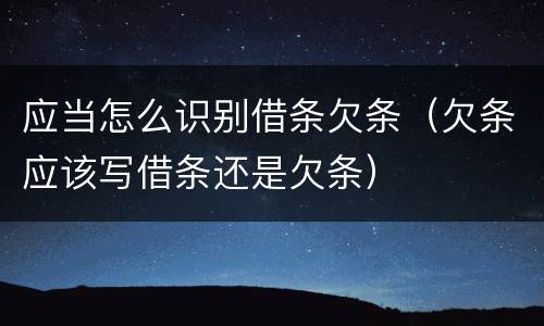 应当怎么识别借条欠条（欠条应该写借条还是欠条）