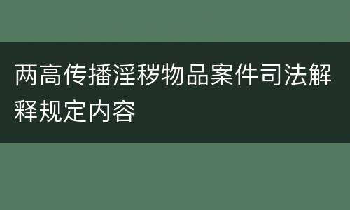 两高传播淫秽物品案件司法解释规定内容