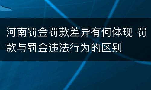 河南罚金罚款差异有何体现 罚款与罚金违法行为的区别