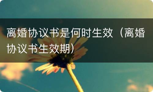 离婚协议书是何时生效（离婚协议书生效期）