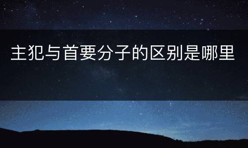 主犯与首要分子的区别是哪里