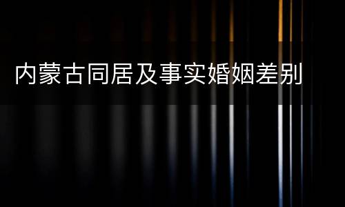 内蒙古同居及事实婚姻差别