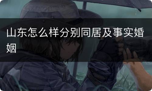 山东怎么样分别同居及事实婚姻