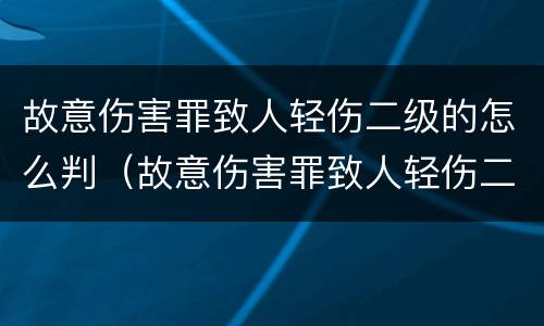 故意伤害罪致人轻伤二级的怎么判（故意伤害罪致人轻伤二级怎么判刑）
