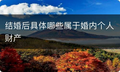结婚后具体哪些属于婚内个人财产