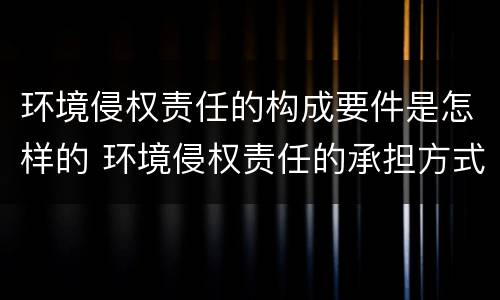 环境侵权责任的构成要件是怎样的 环境侵权责任的承担方式