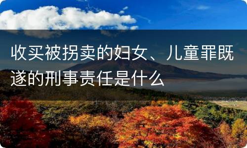 收买被拐卖的妇女、儿童罪既遂的刑事责任是什么