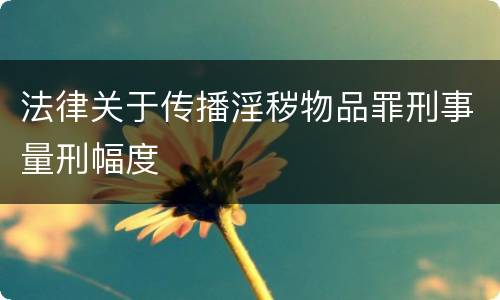 法律关于传播淫秽物品罪刑事量刑幅度