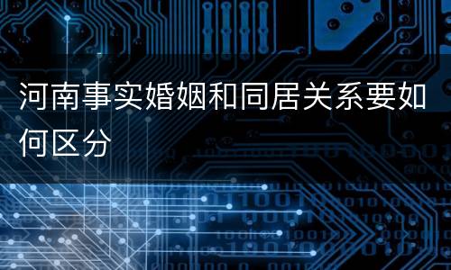 河南事实婚姻和同居关系要如何区分