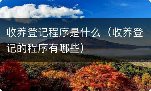 收养登记程序是什么（收养登记的程序有哪些）