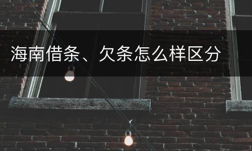 海南借条、欠条怎么样区分