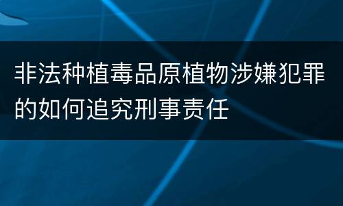 非法种植毒品原植物涉嫌犯罪的如何追究刑事责任