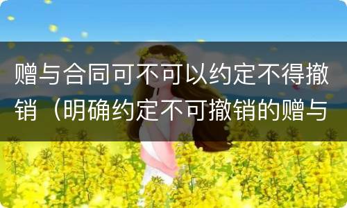 赠与合同可不可以约定不得撤销（明确约定不可撤销的赠与合同）