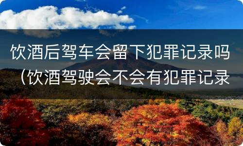 饮酒后驾车会留下犯罪记录吗（饮酒驾驶会不会有犯罪记录?）