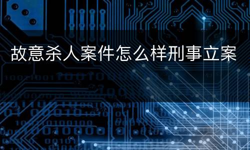 故意杀人案件怎么样刑事立案