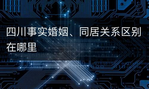 四川事实婚姻、同居关系区别在哪里