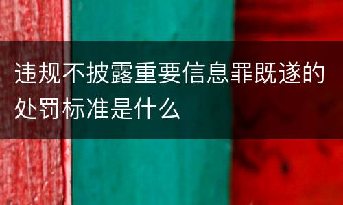 违规不披露重要信息罪既遂的处罚标准是什么