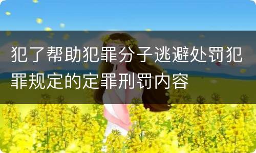 犯了帮助犯罪分子逃避处罚犯罪规定的定罪刑罚内容
