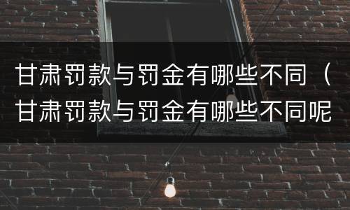 甘肃罚款与罚金有哪些不同（甘肃罚款与罚金有哪些不同呢）